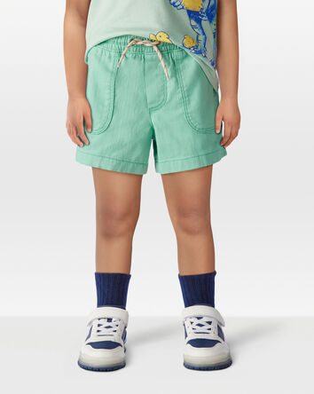 Toddler Pull-On Twill Shorts - Turquoise, 