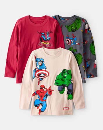 Boys 3-Pack &copy;Marvel Print Long-Sleeve Top - Pink/Red, 