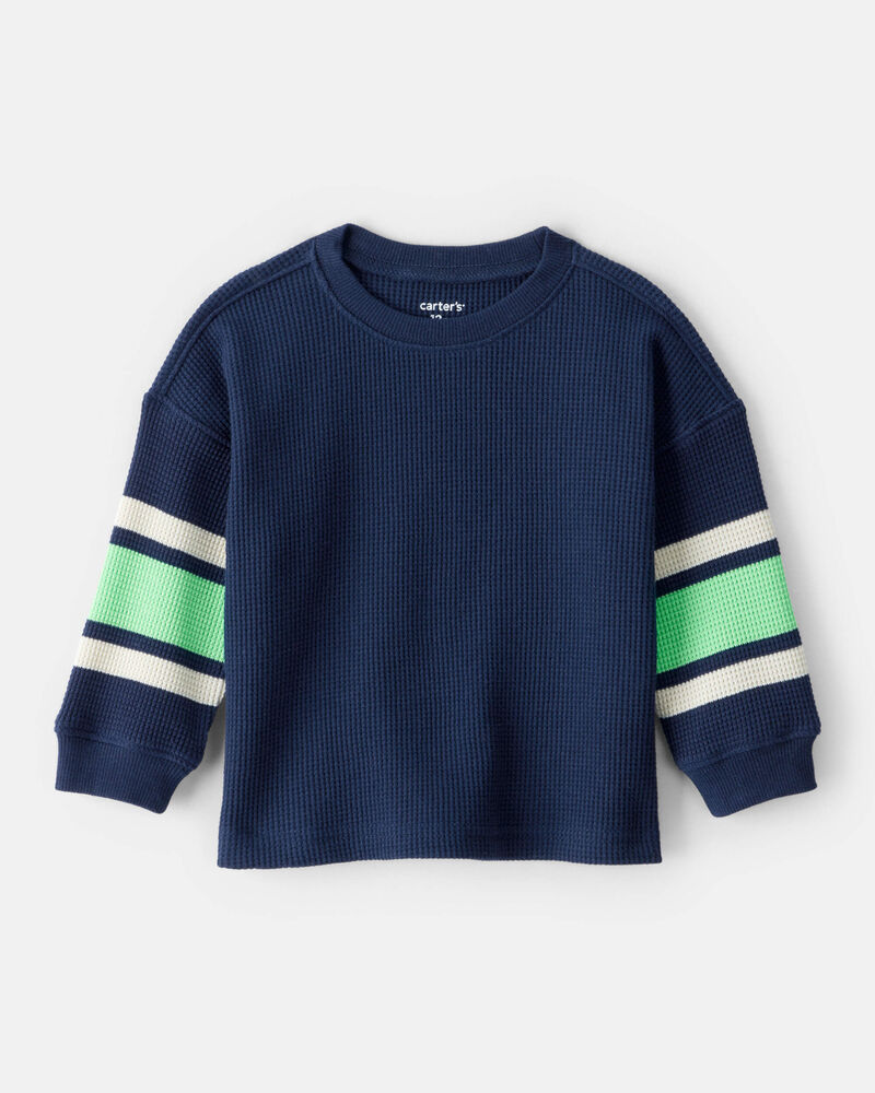 Baby Boy Thermal Long-Sleeve T-Shirt - Green/Navy, image 1 of 3 slides