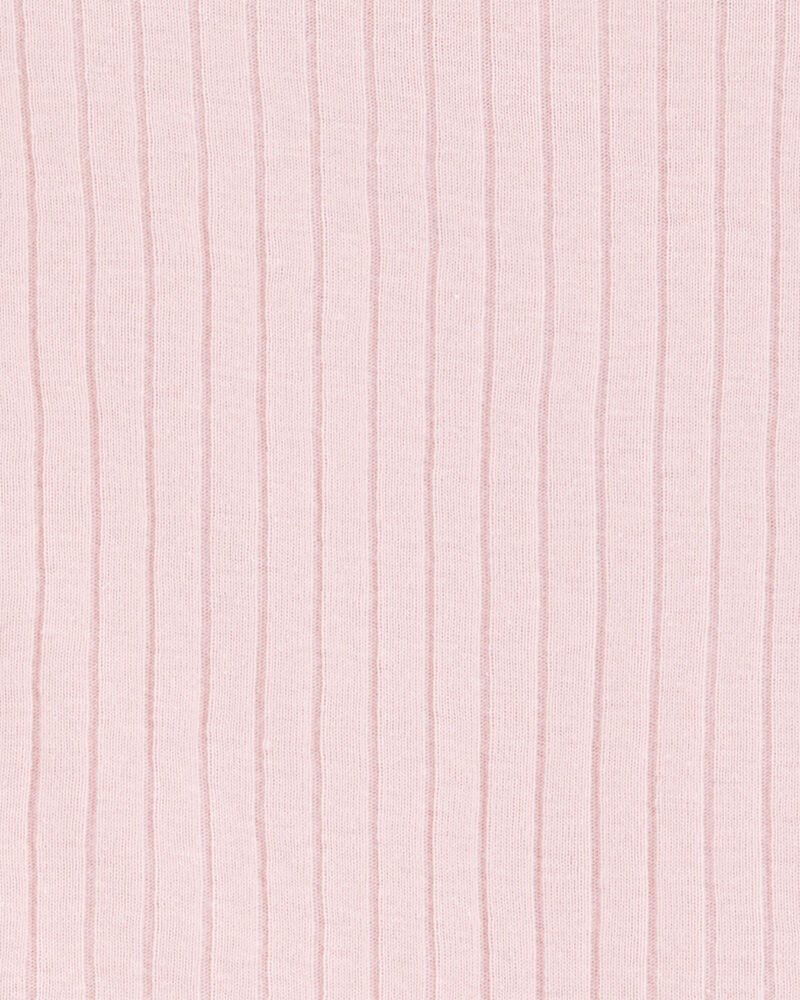 Toddler Solid Ribbed Cotton Blend 2-Piece Pajamas - Pink, image 2 of 3 slides