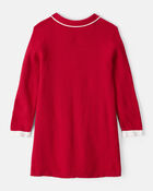 Toddler Girl Cotton Long-Sleeve Occasion Dress - Red, image 2 of 4 slides
