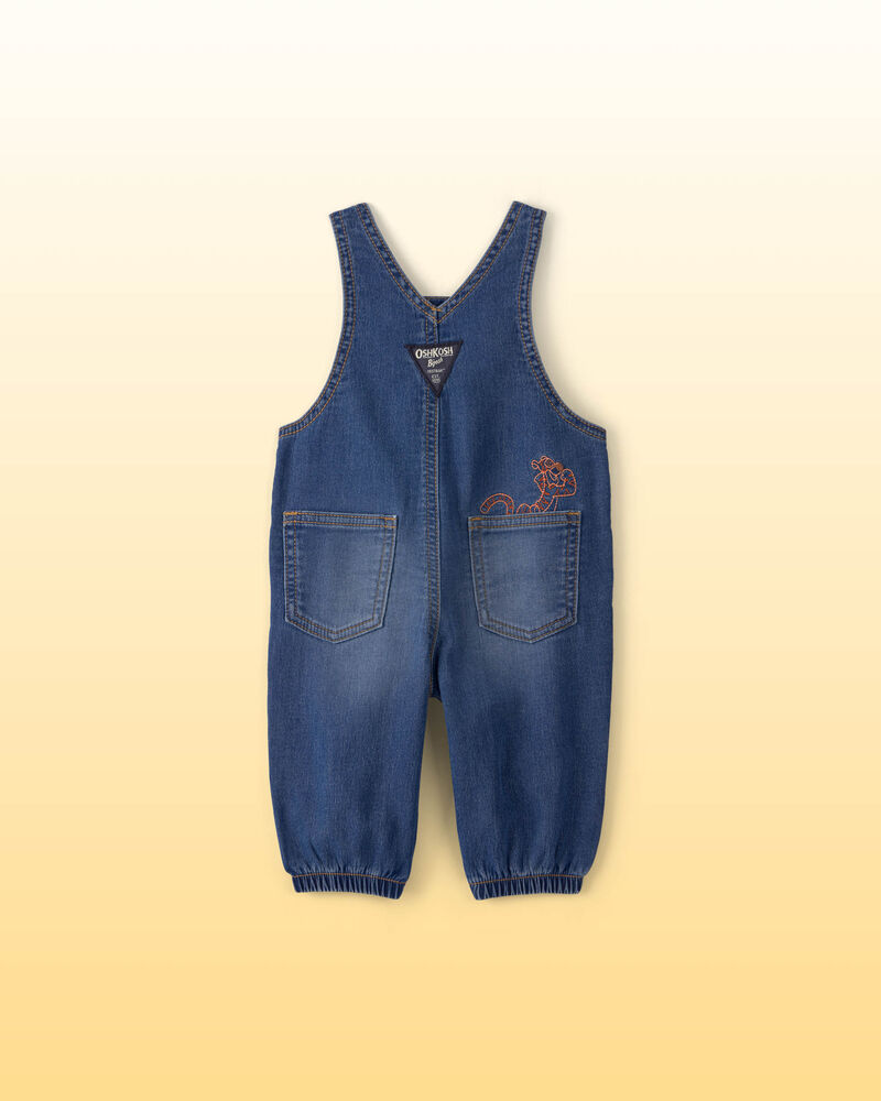 Baby Disney&copy; Winnie the Pooh Embroidered Knit-Like Denim Overalls - Dark Wash, image 3 of 5 slides