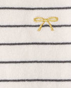 Baby Girl Bow Striped Long-Sleeve Tee & Pant Set - White/Grey, image 4 of 5 slides