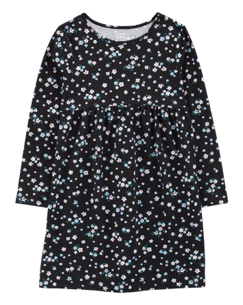 Kid Floral Long-Sleeve Jersey Dress, 