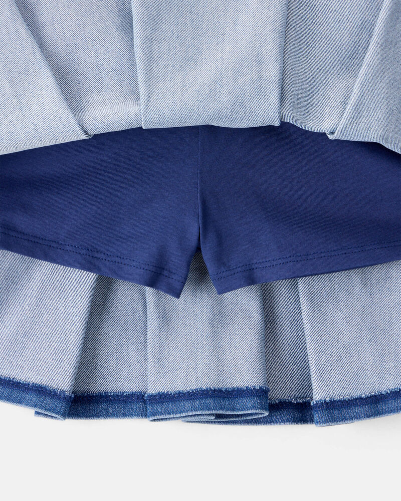 Girls 2-Piece Striped Short-Sleeve Button-Down Tee & Denim Skort Set - Multi, image 5 of 6 slides