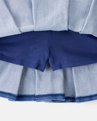 Girls 2-Piece Striped Short-Sleeve Button-Down Tee & Denim Skort Set - Multi, image 5 of 6 slides