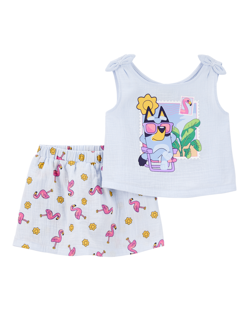 Toddler Girl 2-Piece Bluey Tank Top & Short Set - Blue, image 1 of 7 slides