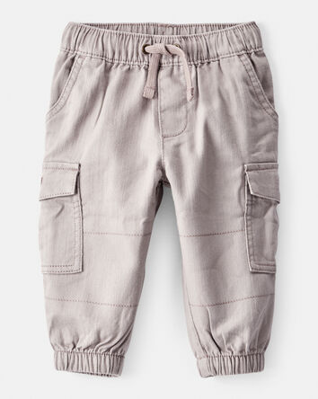 Baby Boy  Cotton Twill Pull-On Cargo Joggers - Grey, 