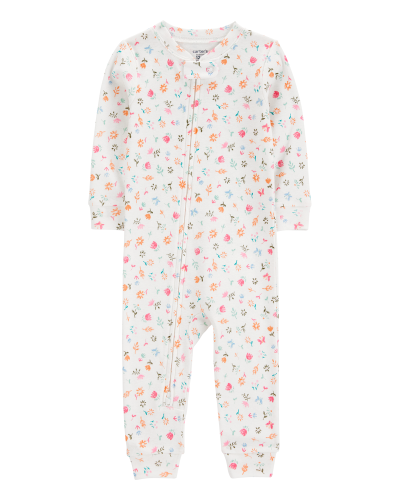 Toddler Girl Floral Print Snug Fit Cotton Footless 1-Piece Pajamas, image 1 of 4 slides