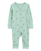 Baby Boy Palm Tree Print 2-Way Zip PurelySoft Convertible Foot Sleep & Play Pajamas - Mint, image 1 of 7 slides