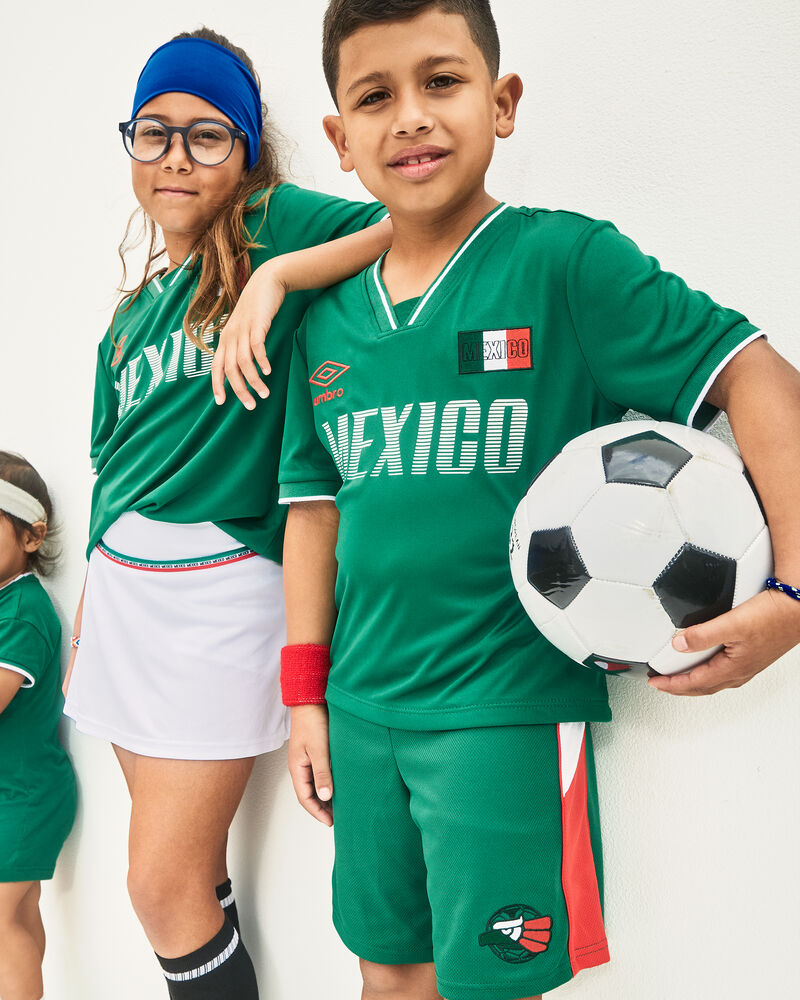 Kids 2-Piece Umbro Mexico Soccer Jersey & Short Set - Green/White/Red, image 2 of 12 slides