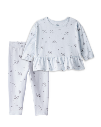 Toddler Girl 2-Piece Unicorn Top & Cotton Leggings Set - Blue, 