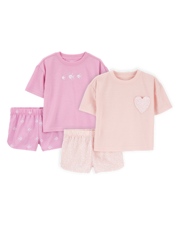 Toddler 4-Piece Loose Fit Pajamas - Pink/Purple, 