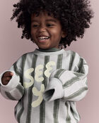 Toddler 'See Ya!' Striped Dolman-Sleeve Sweatshirt - Light Blue/Olive, image 4 of 6 slides