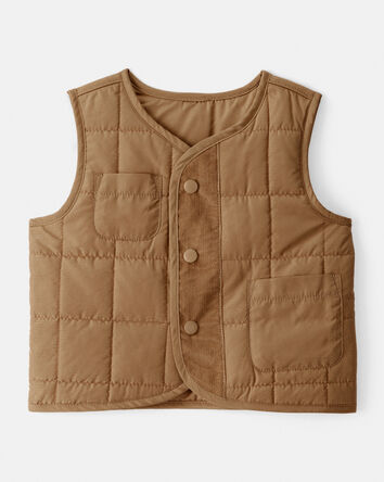 Baby Boy Sleeveless Puffer Vest - Brown, 