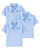 Toddler 3-Pack Active Uniform Polo Shirts in Moisture Wicking BeCool&trade; Fabric - Blue, image 1 of 4 slides