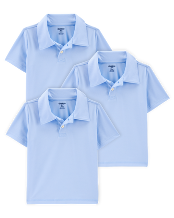 Toddler 3-Pack Active Uniform Polo Shirts in Moisture Wicking BeCool&trade; Fabric - Blue, 