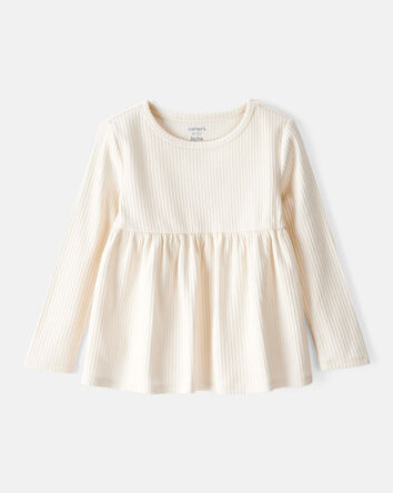 Toddler Girl Long-Sleeve Peplum Top - Cream, 