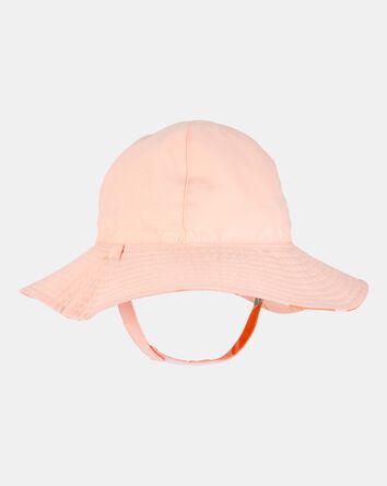 Baby Girl Orange Fruit Print Reversible Swim Hat - Orange/Peach, 