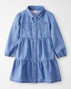 Girls Organic Cotton Denim Dress, image 1 of 5 slides