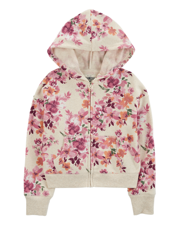 Kid Floral Print Fleece Jacket , 