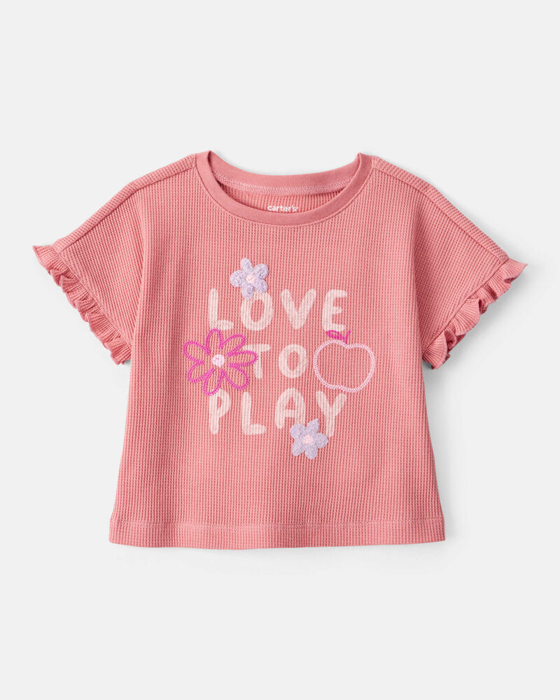 Baby Girl 2-Piece Love to Play Graphic Tee & Cargo Joggers Set - Ivory/Pink, image 2 of 8 slides