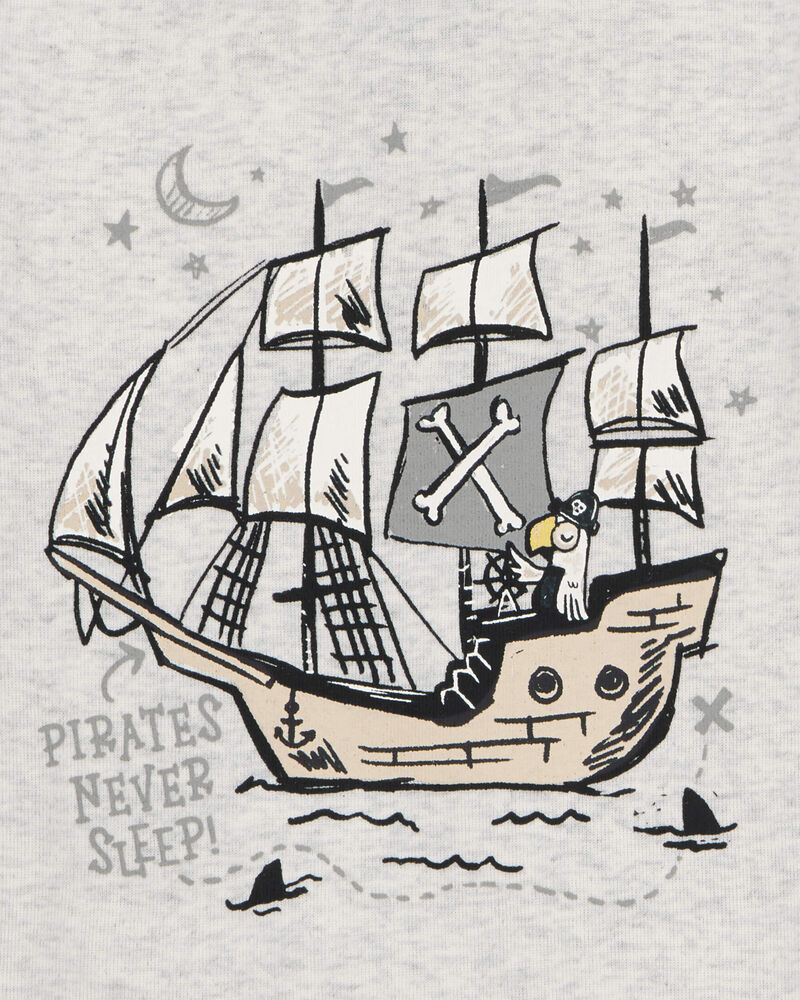 Toddler Boy Pirate Print Snug Fit 4-Piece Pajamas, image 3 of 4 slides