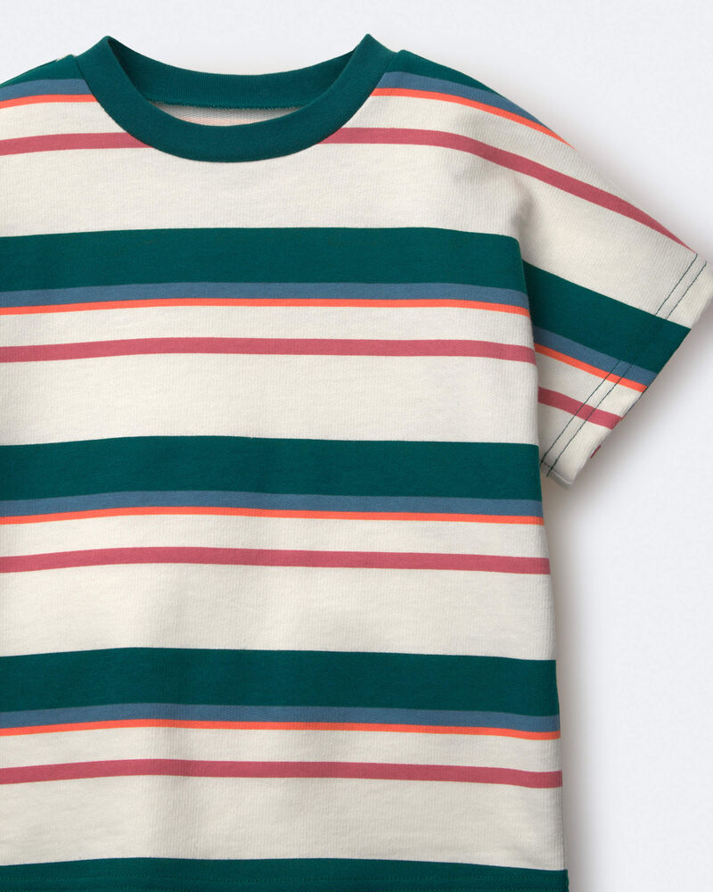 Toddler Dolman Tee in Stripes - Green/Cream, image 6 of 6 slides