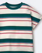 Toddler Dolman Tee in Stripes - Green/Cream, image 6 of 6 slides