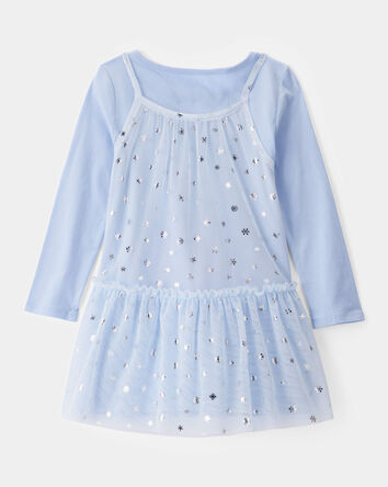 Toddler Girl Snowflake Princess Tulle Dress - Blue, 