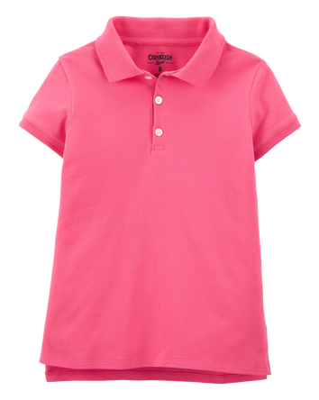 Girls Pique Cotton Uniform Polo - Pink, 
