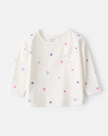 Baby Girl Winter Print Long-Sleeve Top - White, 
