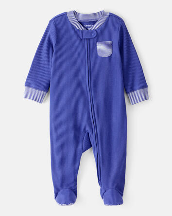 Baby Striped 2-Way Zip Sleep & Play Pajamas, 
