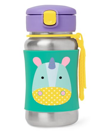 Zoo Stainless Steel Little Kid Straw Bottle, 