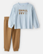 Toddler Boy Small Fry Long-Sleeve Tee & Pant Set - Blue, image 1 of 4 slides