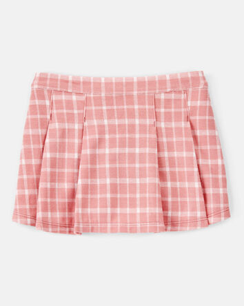 Toddler Girl Plaid Print Knit Skort - Pink, 