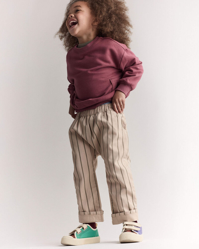 Toddler Striped Playground Pant - Beige/Olive, image 1 of 7 slides