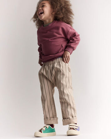 Toddler Striped Playground Pant - Beige/Olive, 