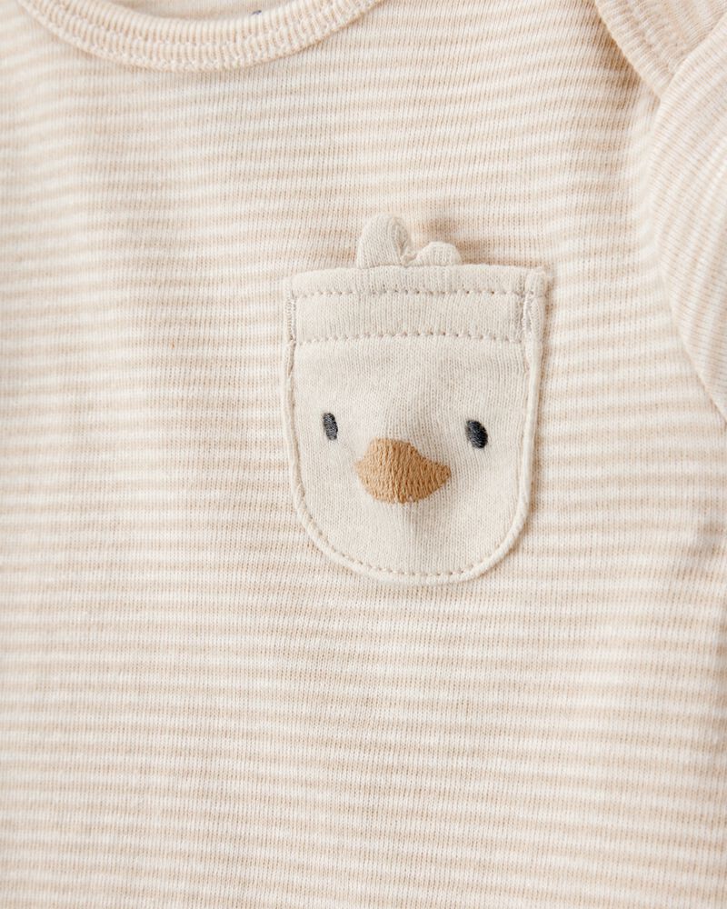 Baby 4-Piece Striped Duck Outfit Set - Brown, image 2 of 4 slides