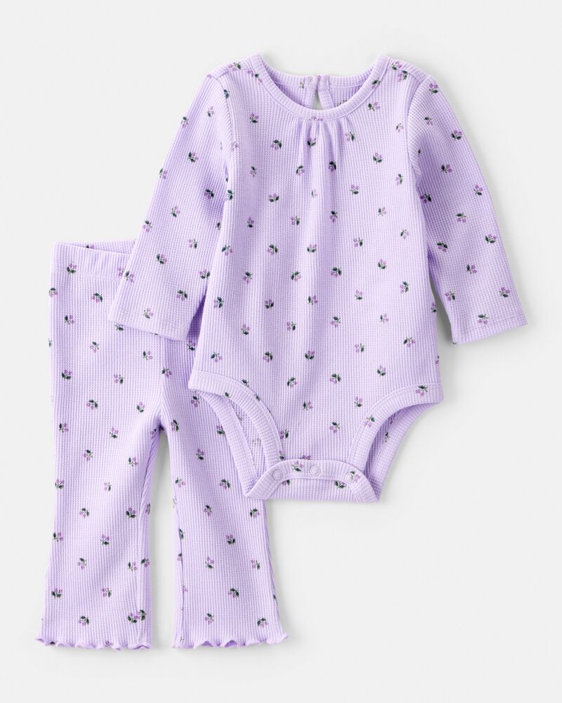 Baby Girl 2-Piece Berry Print Bodysuit Pant Set - Purple, image 1 of 3 slides