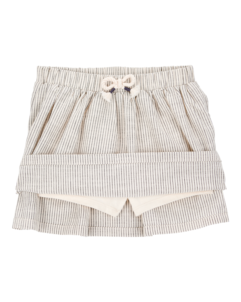 Toddler 2-Piece Floral Short-Sleeve Top & Striped Skort Set - Tan/Black, image 6 of 8 slides