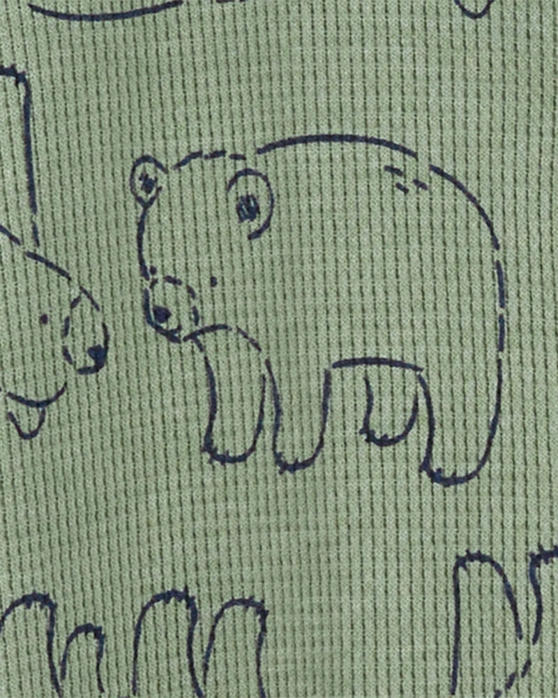 Baby Boy Bear-Print Hooded Long-Sleeve Jumpsuit - Green, image 3 of 4 slides