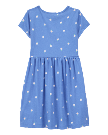 Girls Daisy-Print Short-Sleeve Dress, 