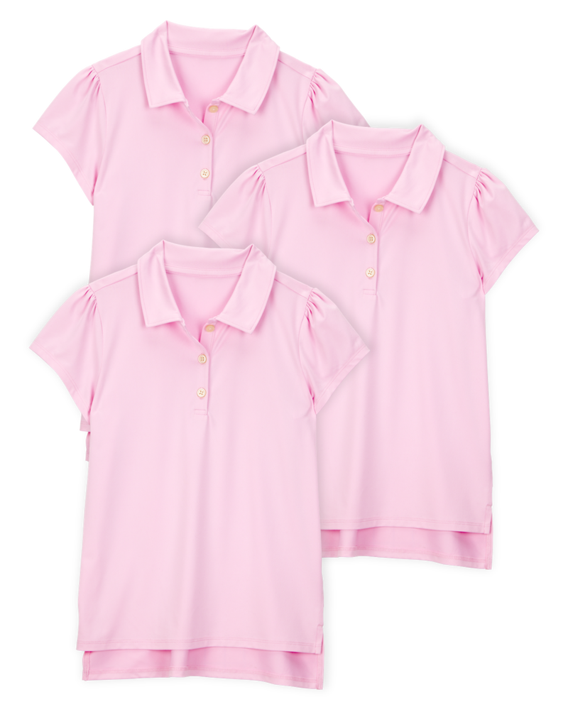 Kid 3-Pack Active Uniform Polo Shirts in Moisture Wicking BeCool&trade; Fabric - Pink, image 1 of 3 slides
