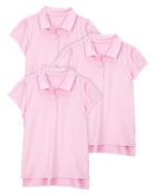 Kid 3-Pack Active Uniform Polo Shirts in Moisture Wicking BeCool&trade; Fabric - Pink, image 1 of 3 slides
