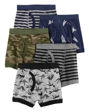 Boys 5-Pack Cotton Boxer Briefs Underwear, 