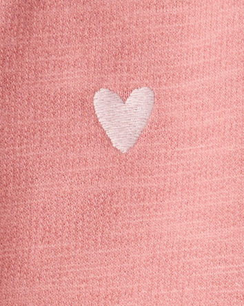 Baby Girl Heart Cotton Long-Sleeve Cardigan Sweater - Pink, 
