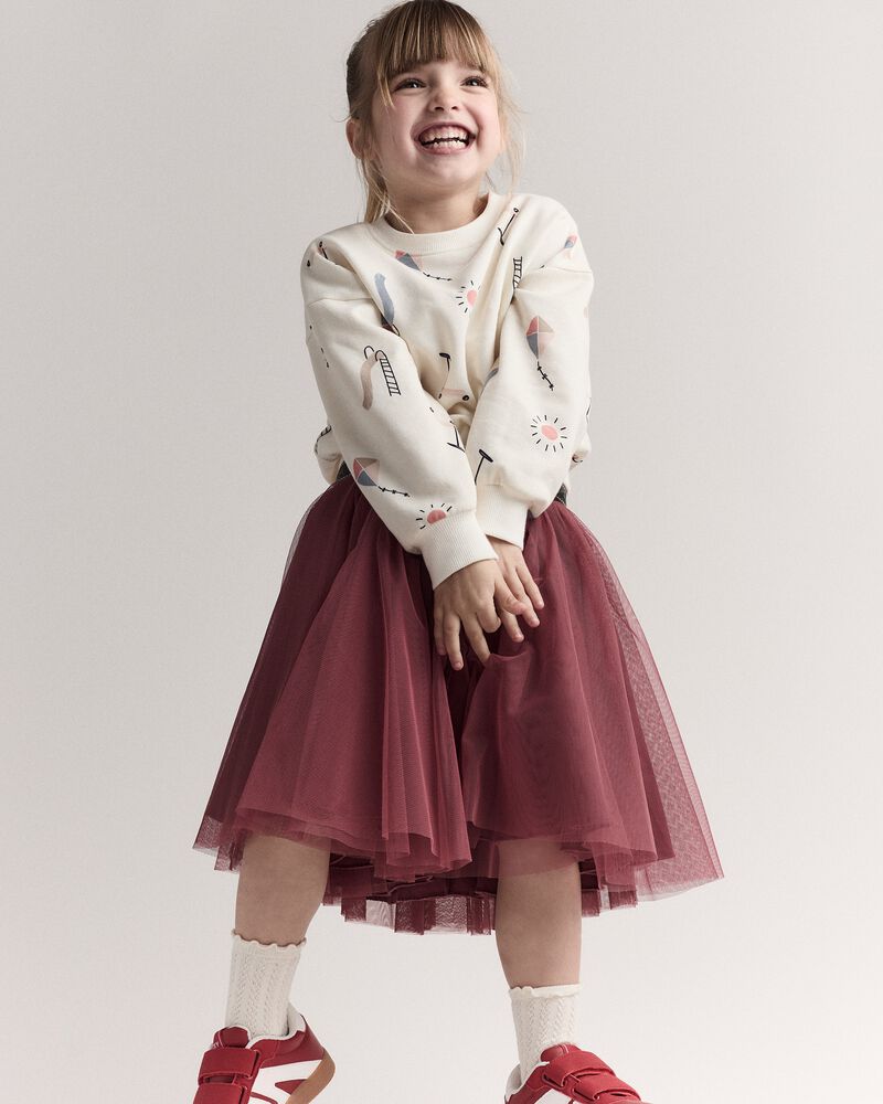 Toddler Girl Avenue Twirl&trade; Midi Skirt with Tulle - Burgundy, image 6 of 7 slides