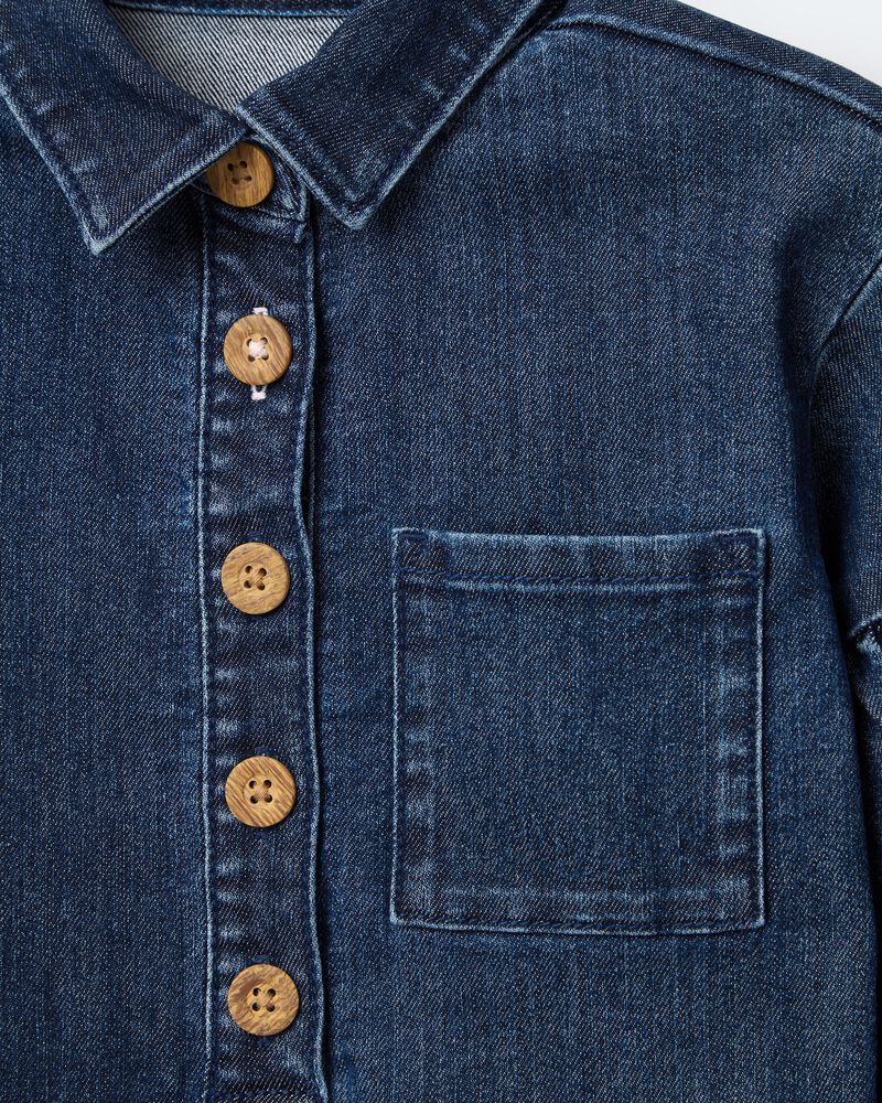 Toddler Girl Puff-Sleeve Denim Dress - Blue, image 7 of 8 slides