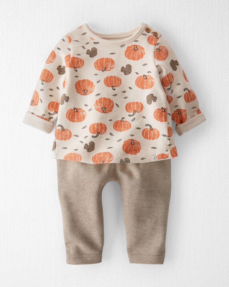 Baby Boy 2-Piece Organic Cotton Set in Harvest Pumpkins Print, image 1 of 5 slides